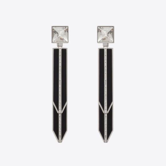 Saint Laurent Jewelry - *SOLD* Perfect Luxury Gift of Love Black & Silver Saint Laurent Clip-On Earrings